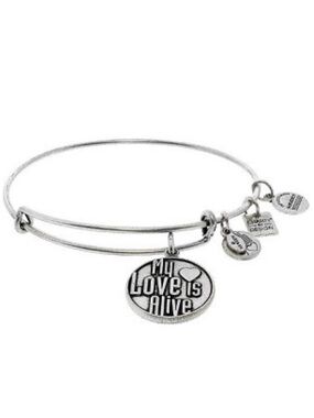 NWT! Alex and Ani 'My Love Is Alive' Charm Bangle Bracelet - Silver